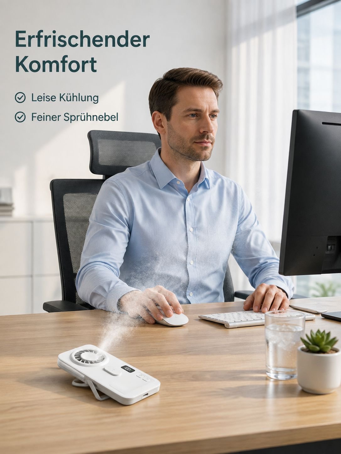 Tragbarer Mini-Sprühventilator mit USB-Aufladung, kleiner Luftkühler
