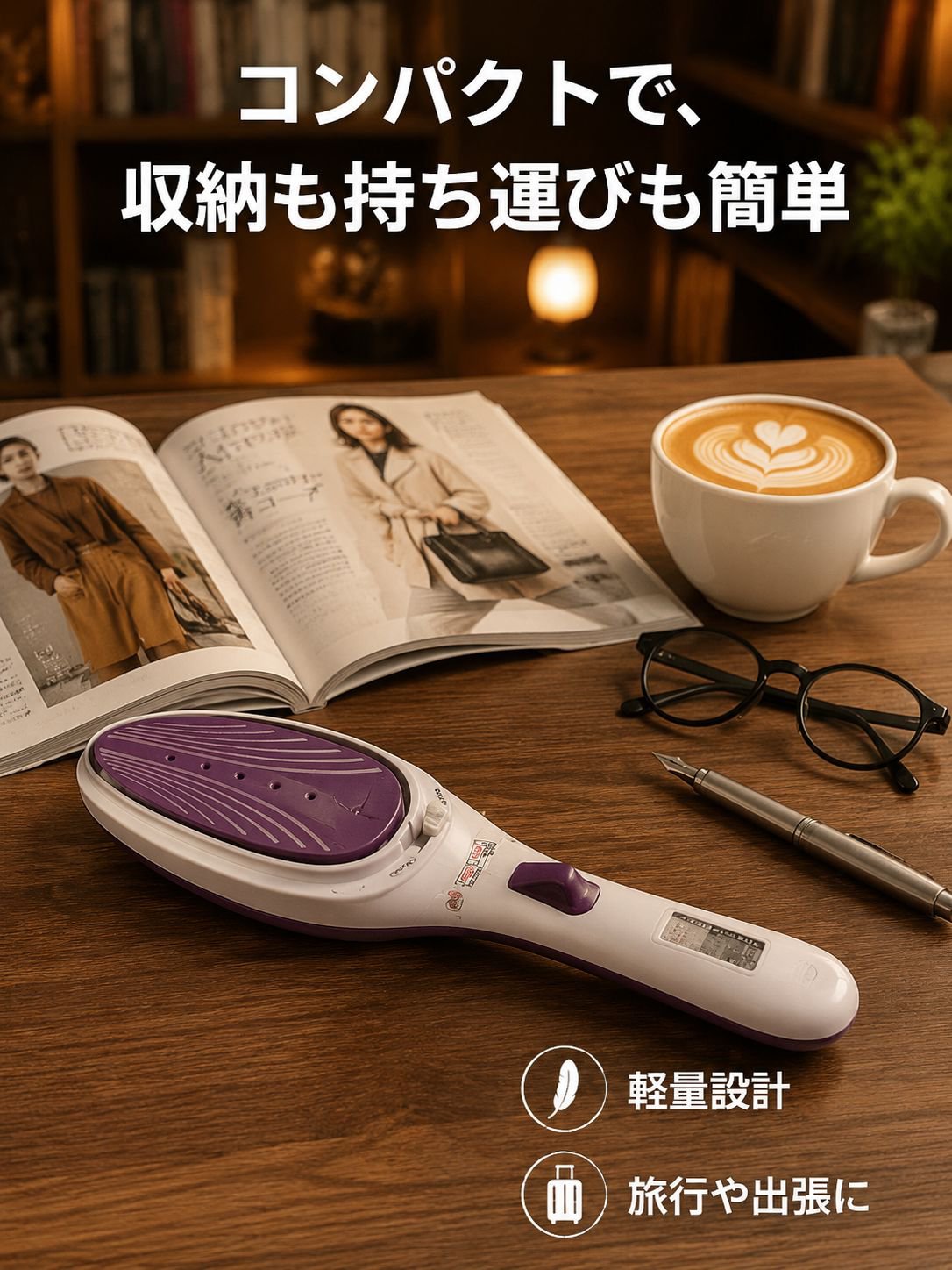 携帯用ミニスチームブラシ 衣類乾燥ブラシ（レッド）