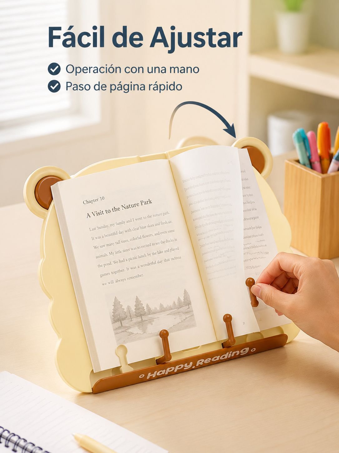 Soporte multifuncional de escritorio para libros, móviles y tablets