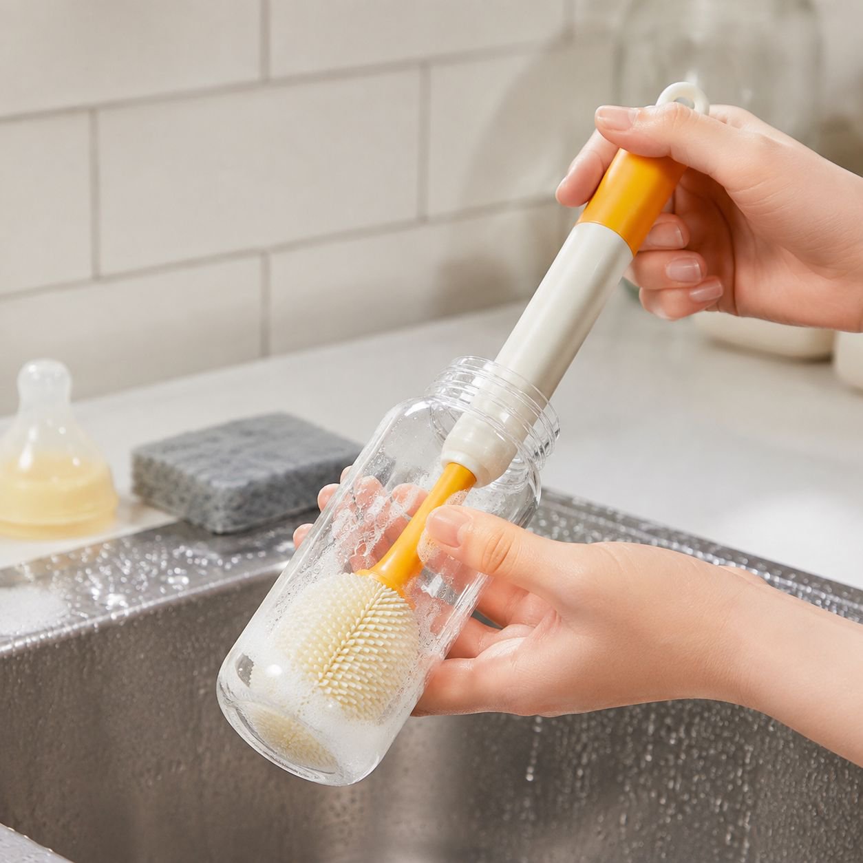 6-in-1 Bottle and Cup Brush, Multifunctional Portable Cleaning Tool