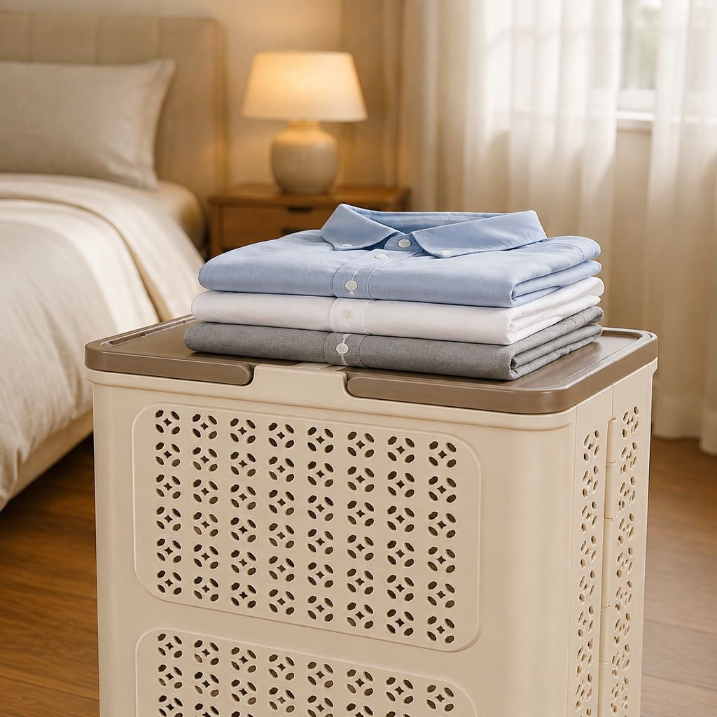 Cesta organizadora de ropa con diseño elegante