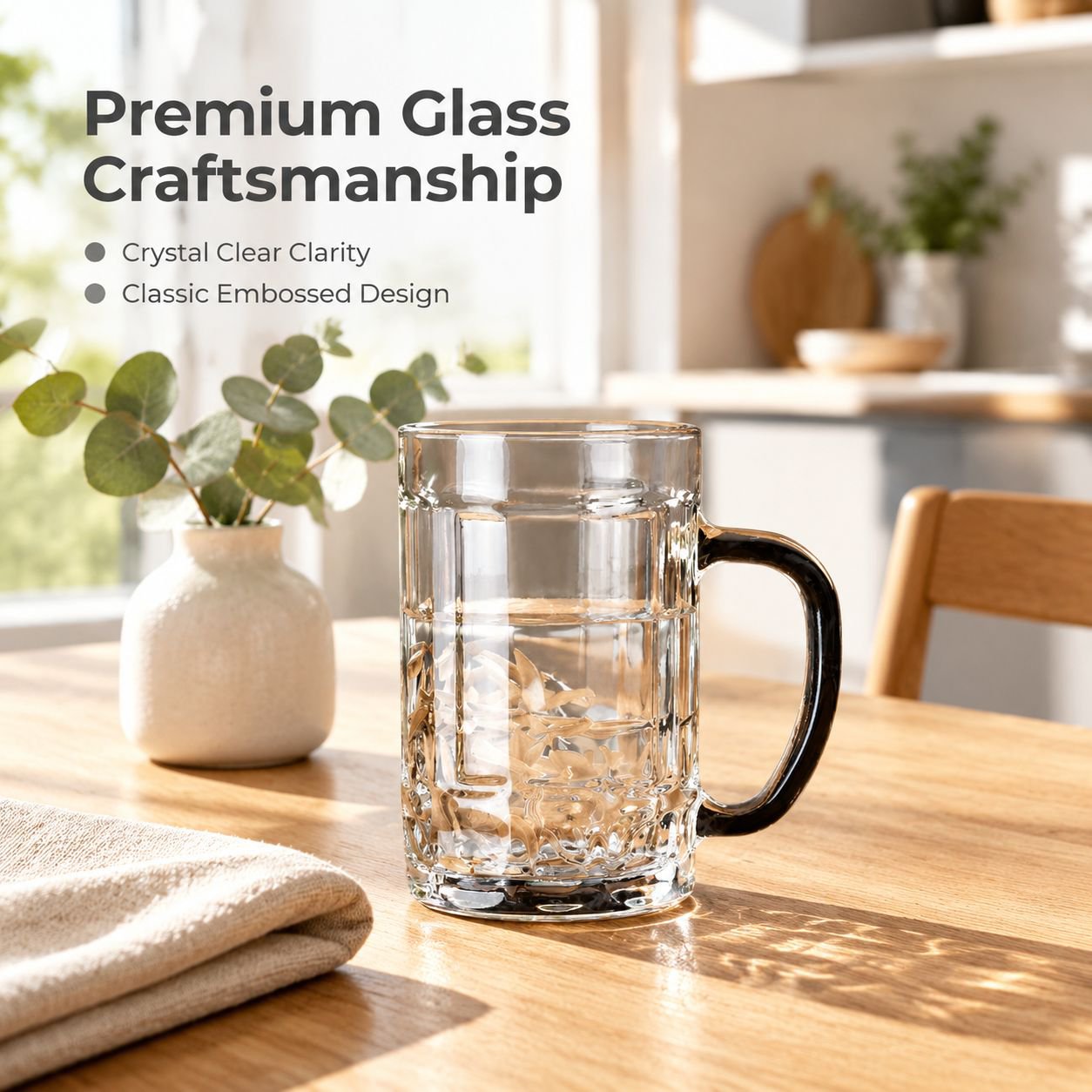 Large Transparent Glass Beer Mug