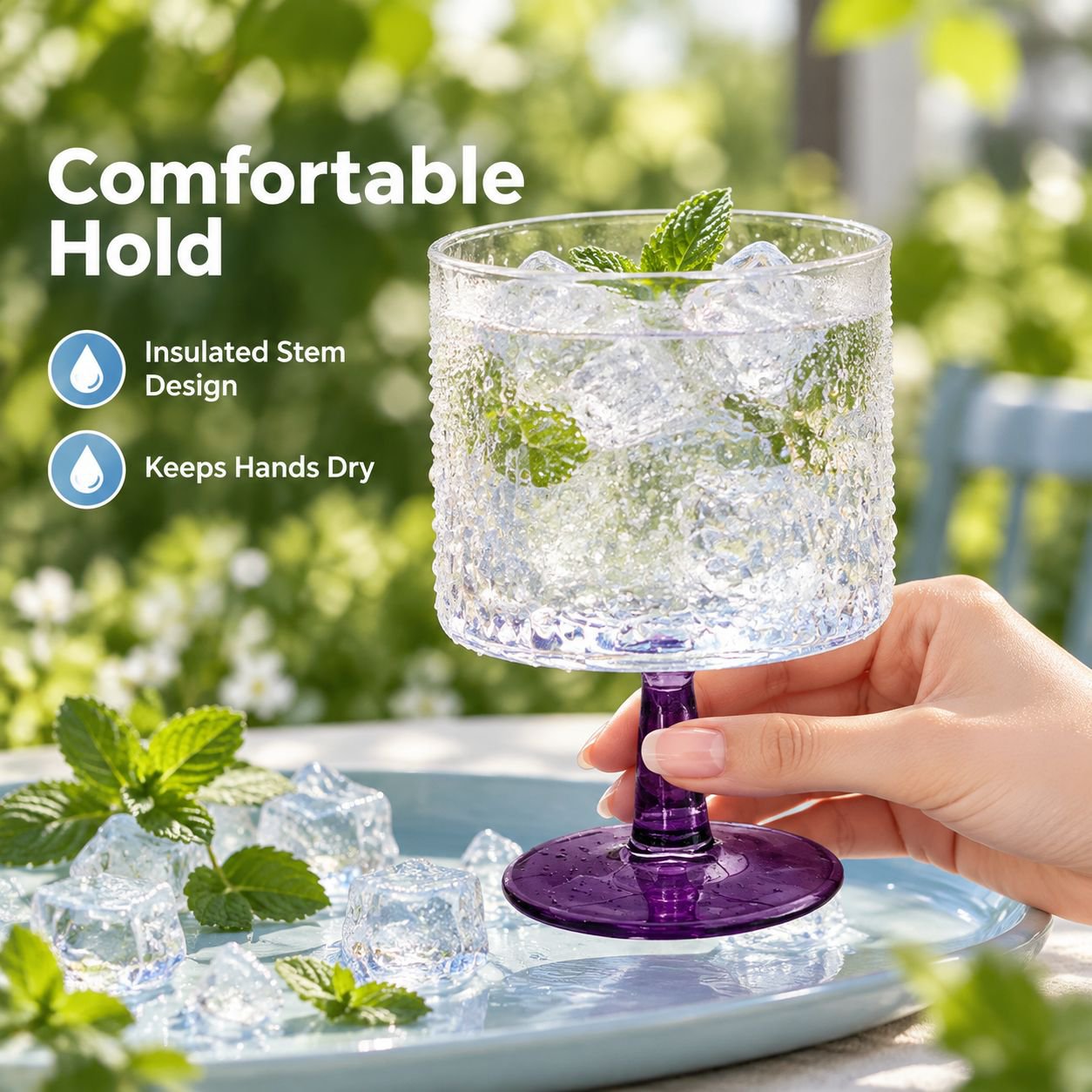 High Aesthetic Purple Stemmed Glass Cup