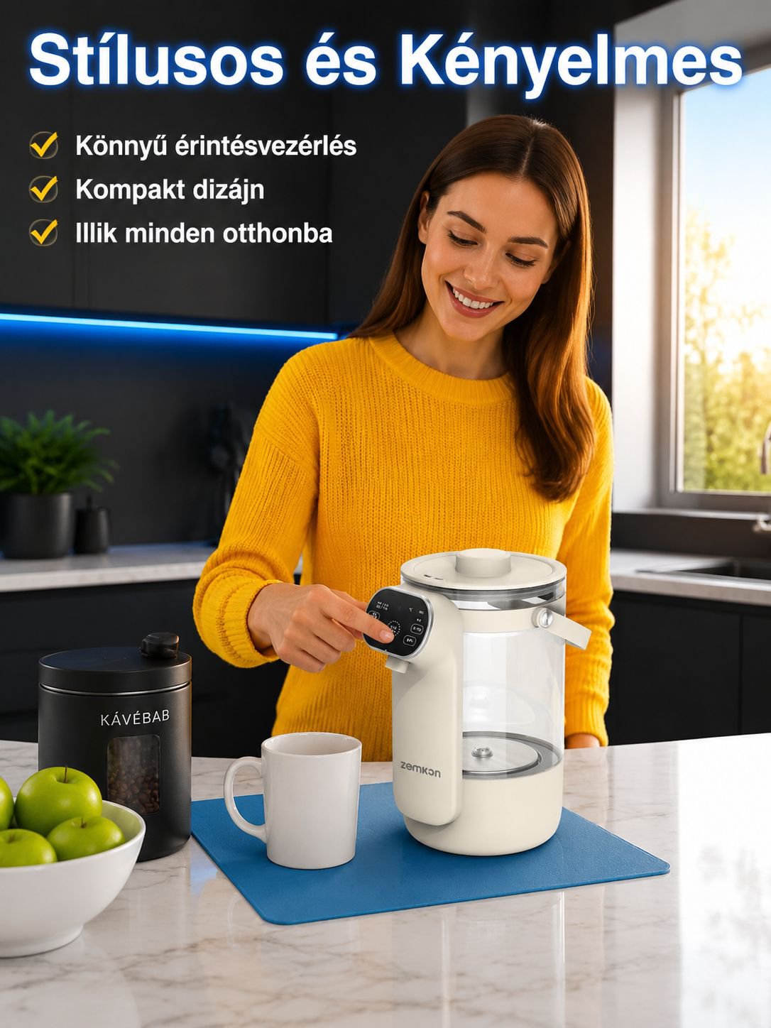 Háztartási állandó hőmérsékletű, közvetlen ivóvízforraló