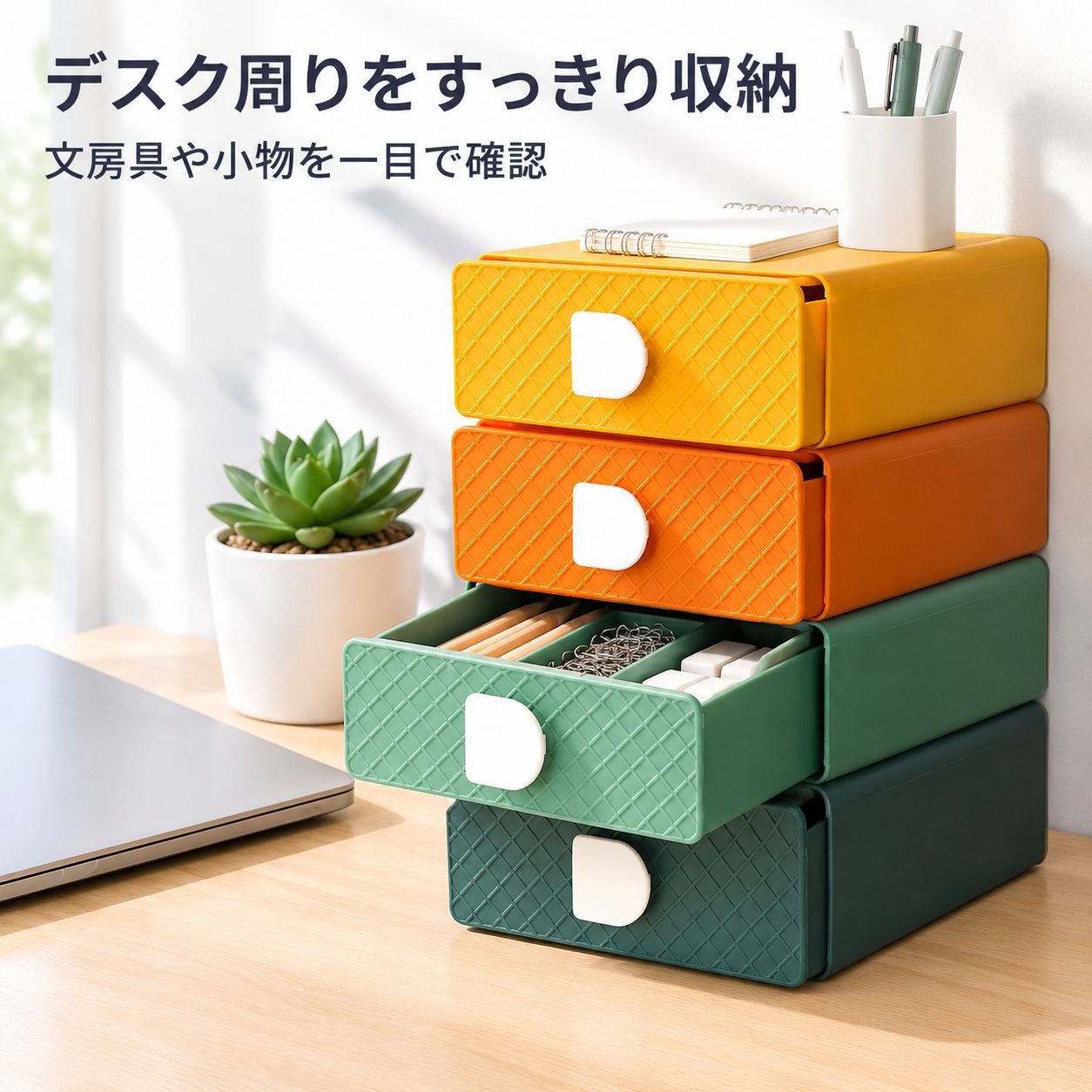 デスク引き出し式収納ボックス寮卓上収納ボックス