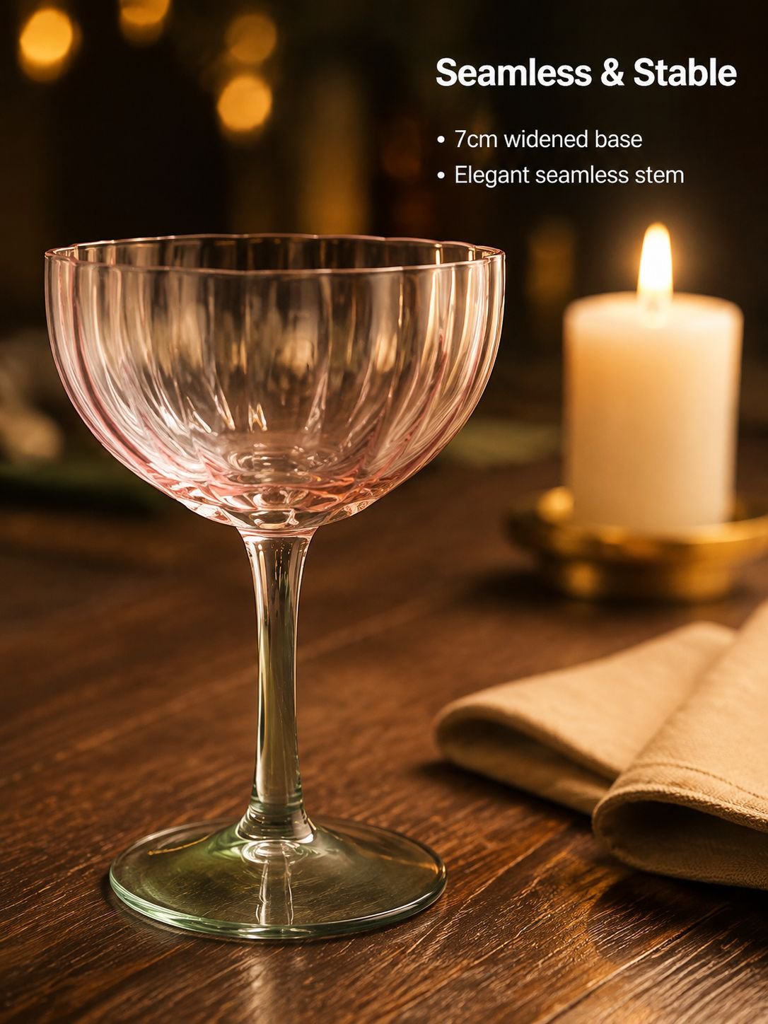 Crystal glass high footed red wine glass short petal champagne glass