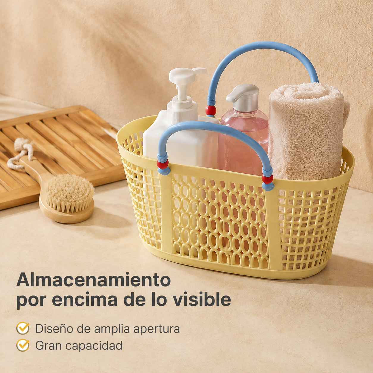 Cesta de natación de plástico con asa elegante