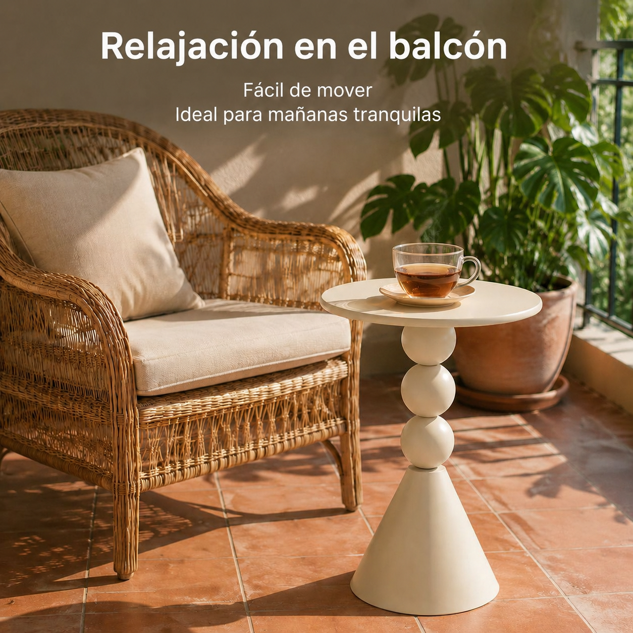 Mesa auxiliar color crema para sofá