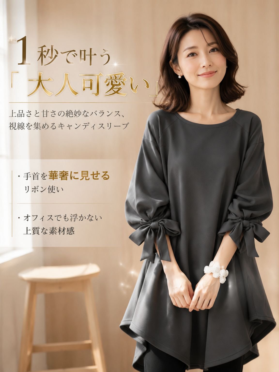 【瞬間、-5kg見え】360°極美シルエット・大人ドレープチュニック