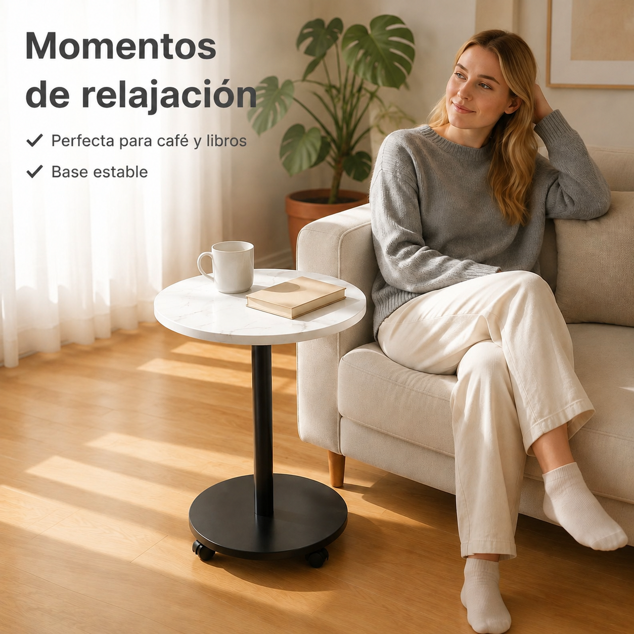 Mesa redonda multifuncional y sencilla, adecuada para sala de estar y dormitorio