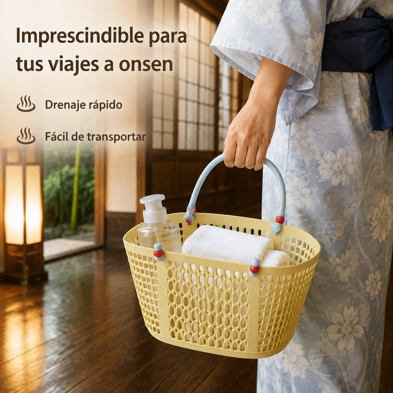 Cesta de natación de plástico con asa elegante