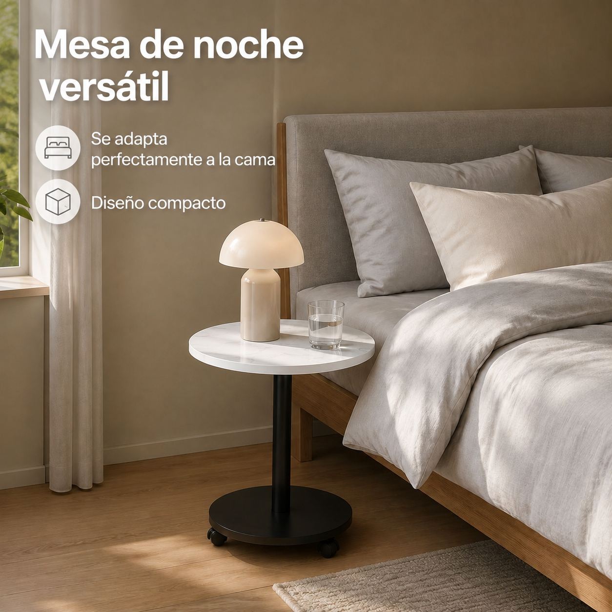 Mesa redonda multifuncional y sencilla, adecuada para sala de estar y dormitorio