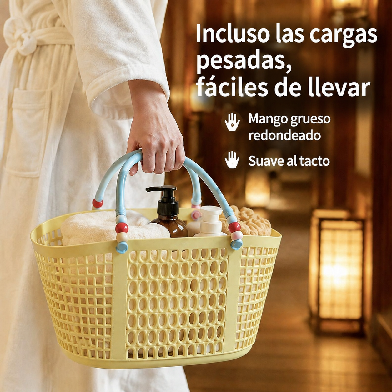 Cesta de natación de plástico con asa elegante