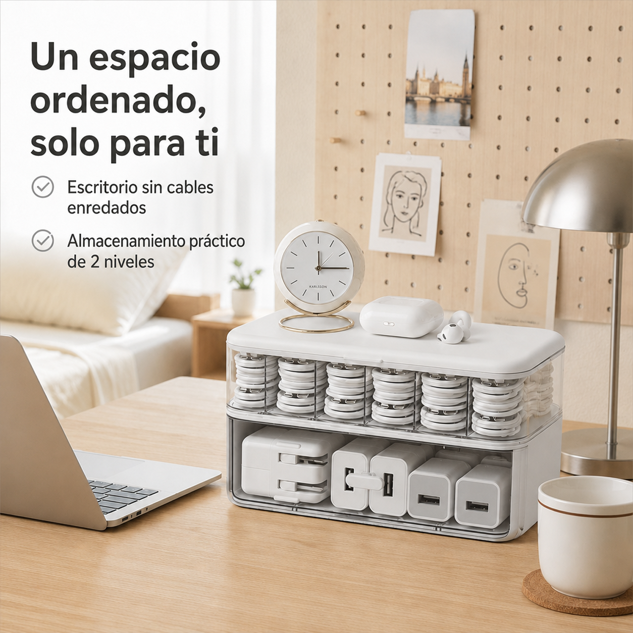 Caja de almacenamiento de escritorio multifuncional