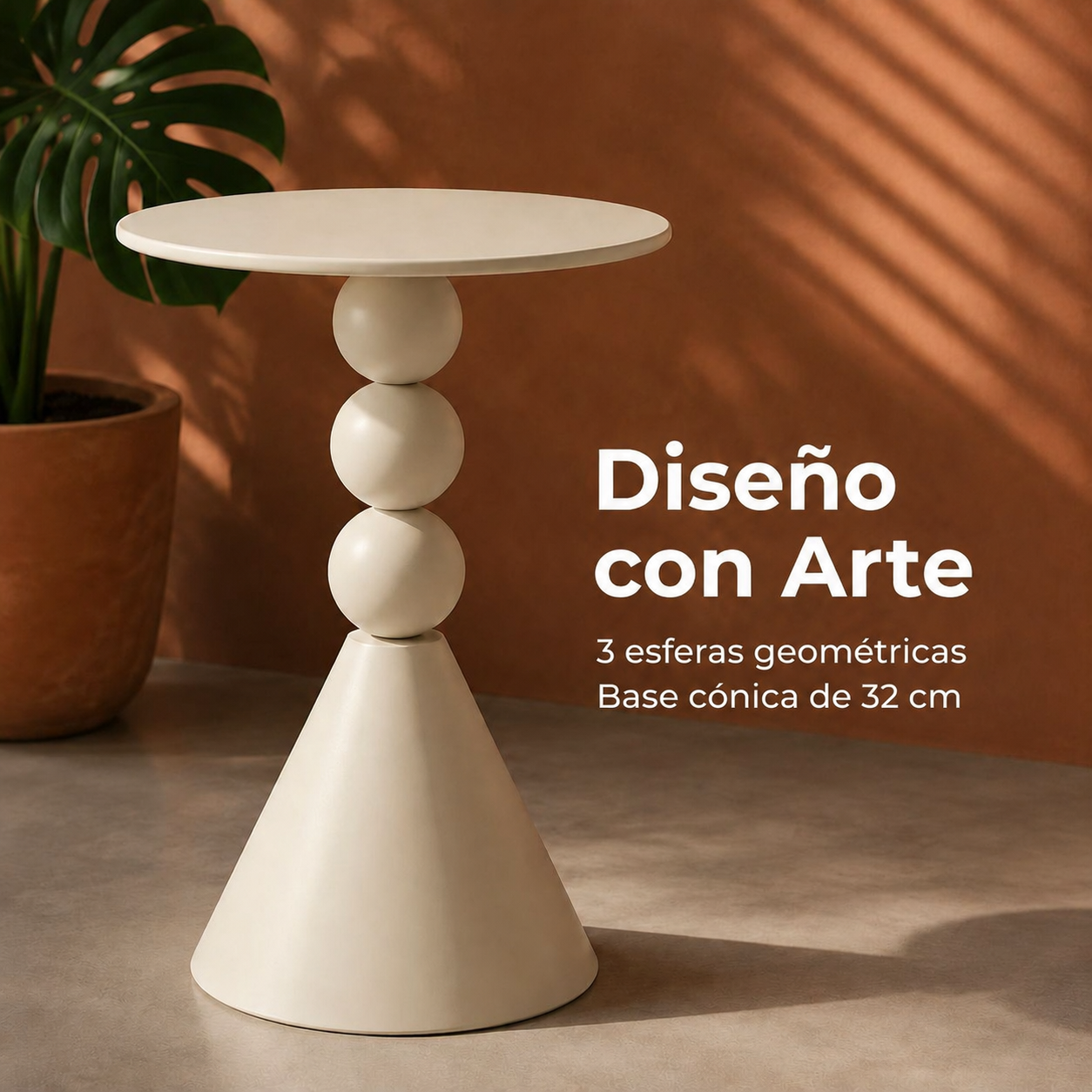 Mesa auxiliar color crema para sofá