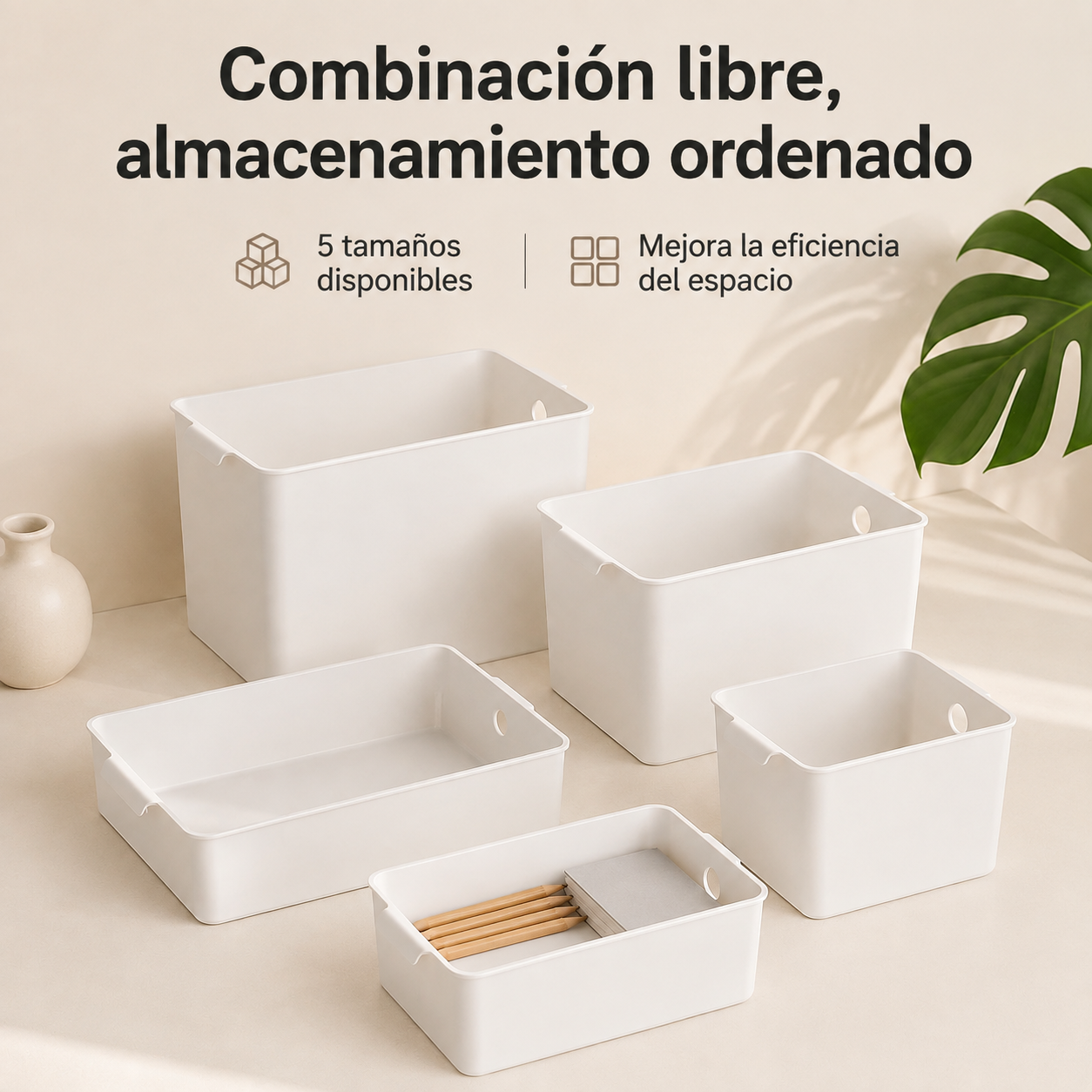 Caja de almacenamiento rectangular para escritorio
