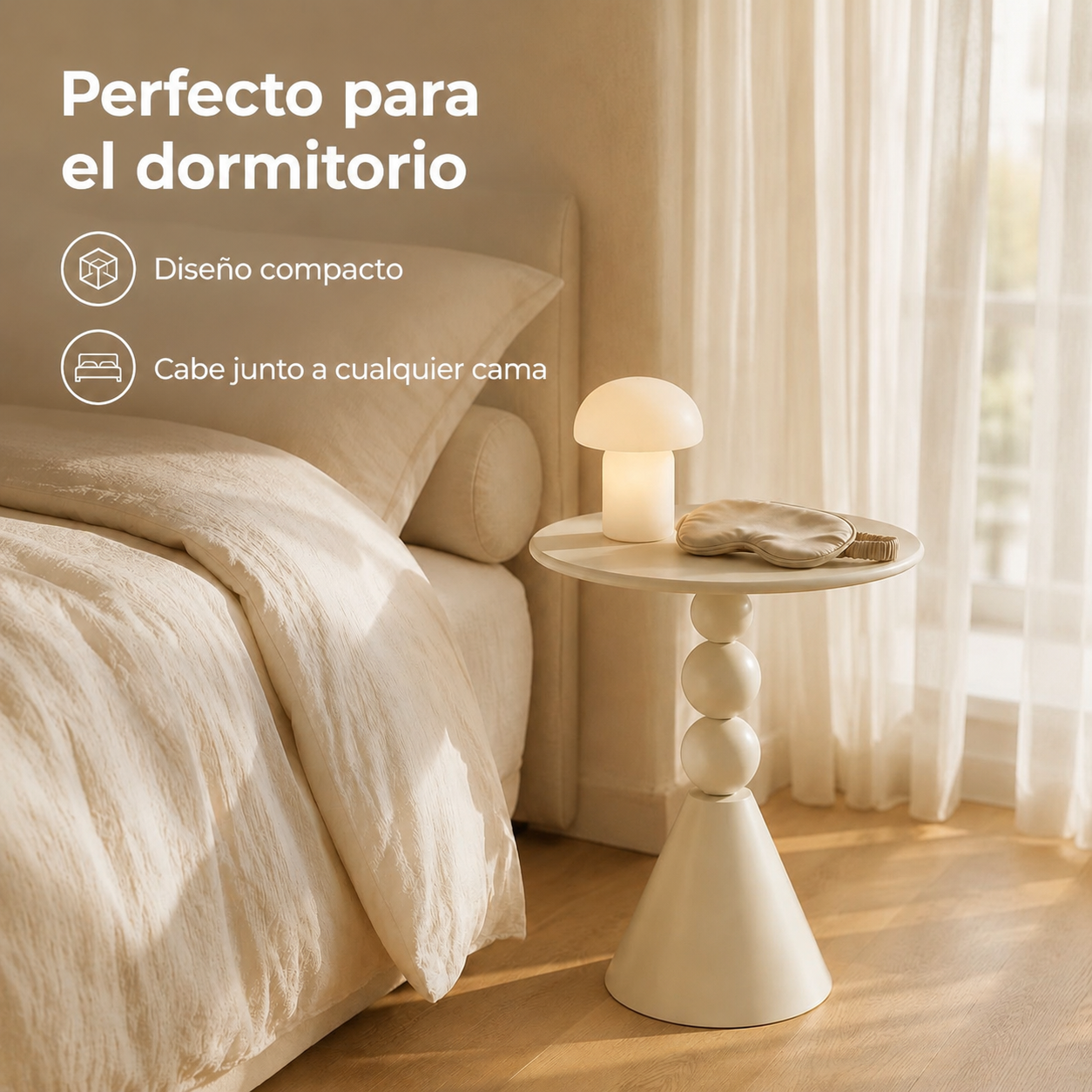 Mesa auxiliar color crema para sofá
