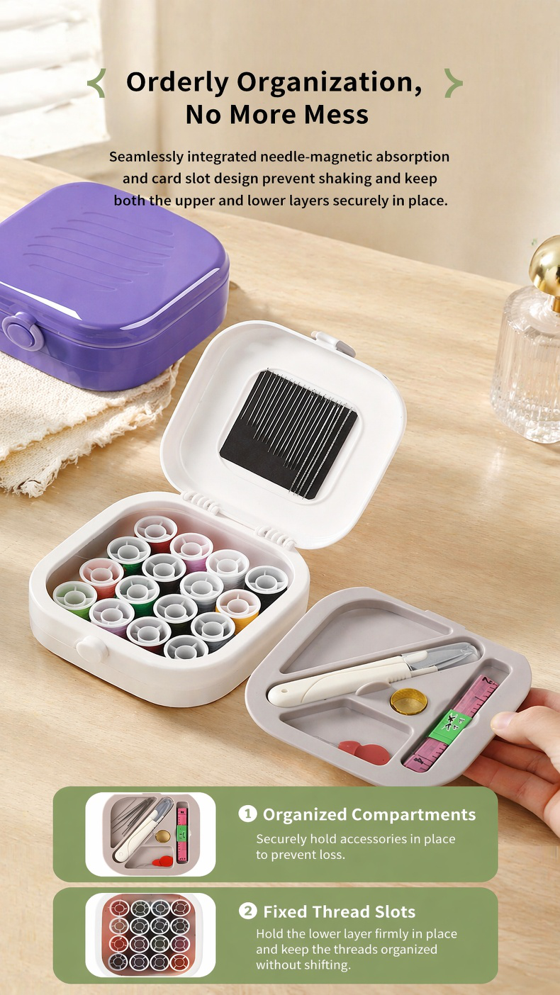 DIY crafts sewing kit with colorful threads and accessories