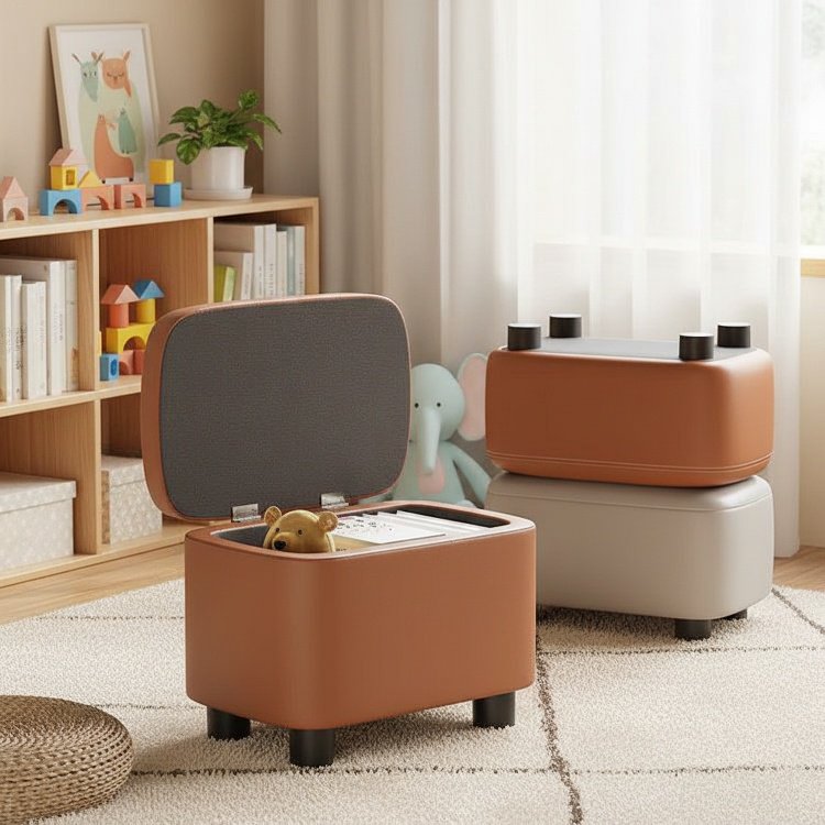Kleiner Hocker für den Hauseingang, Schuhwechsel-Sofa-Fußhocker aus Leder