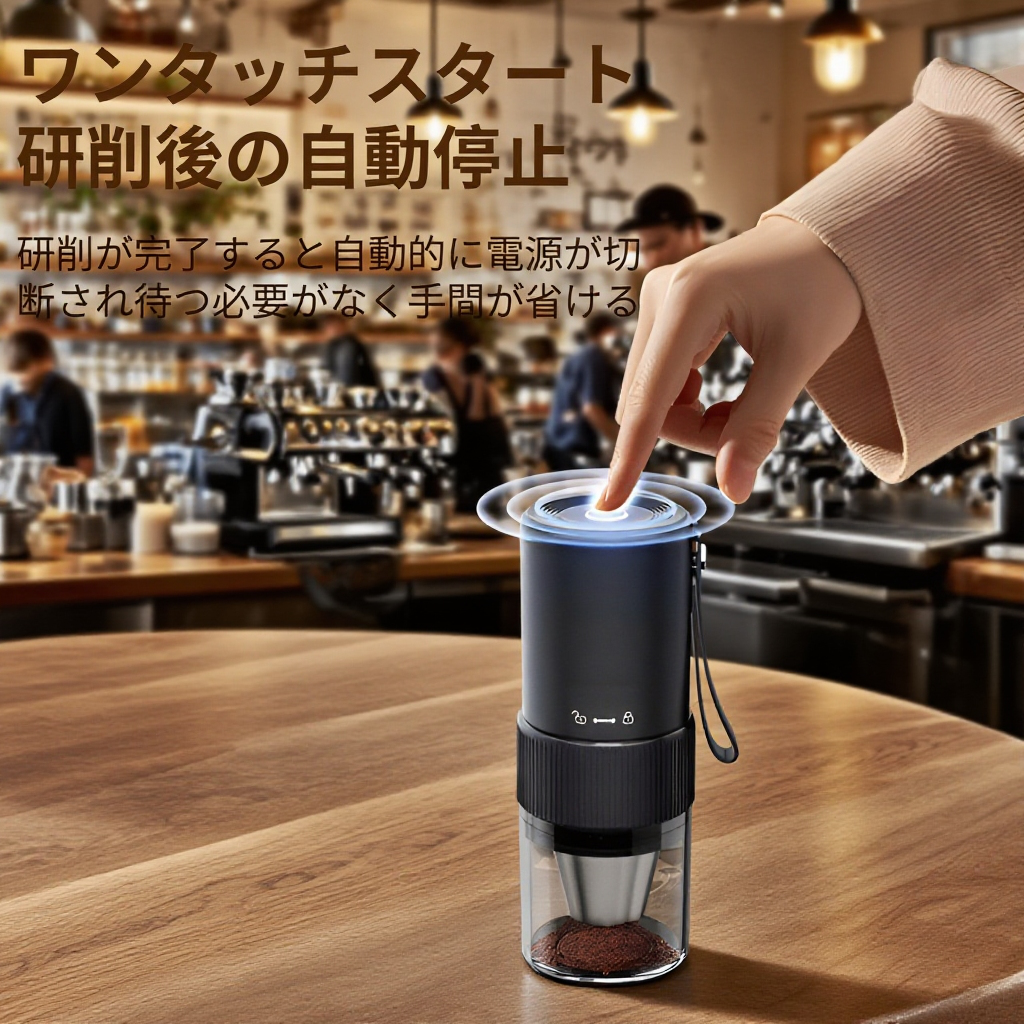 USB充電式コーヒーグラインダーの充電ポート詳細