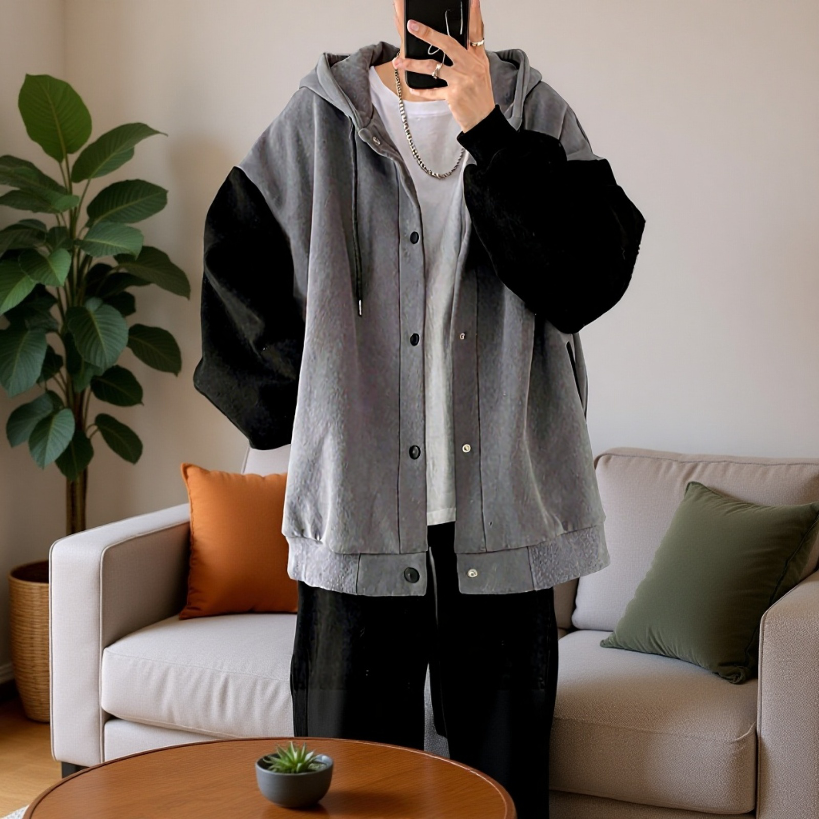 香港スタイルメンズカーディガンジャケット秋冬