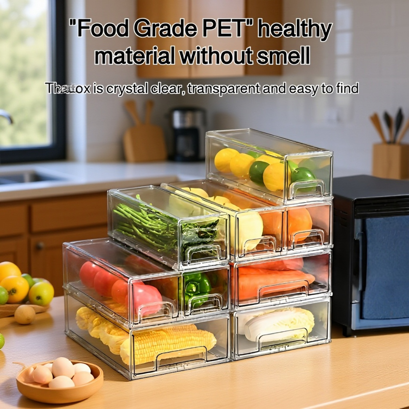 Vegetable Transparent Refrigerator Storage Drawer, Fresh-Keeping Box for Fruits and Vegetables