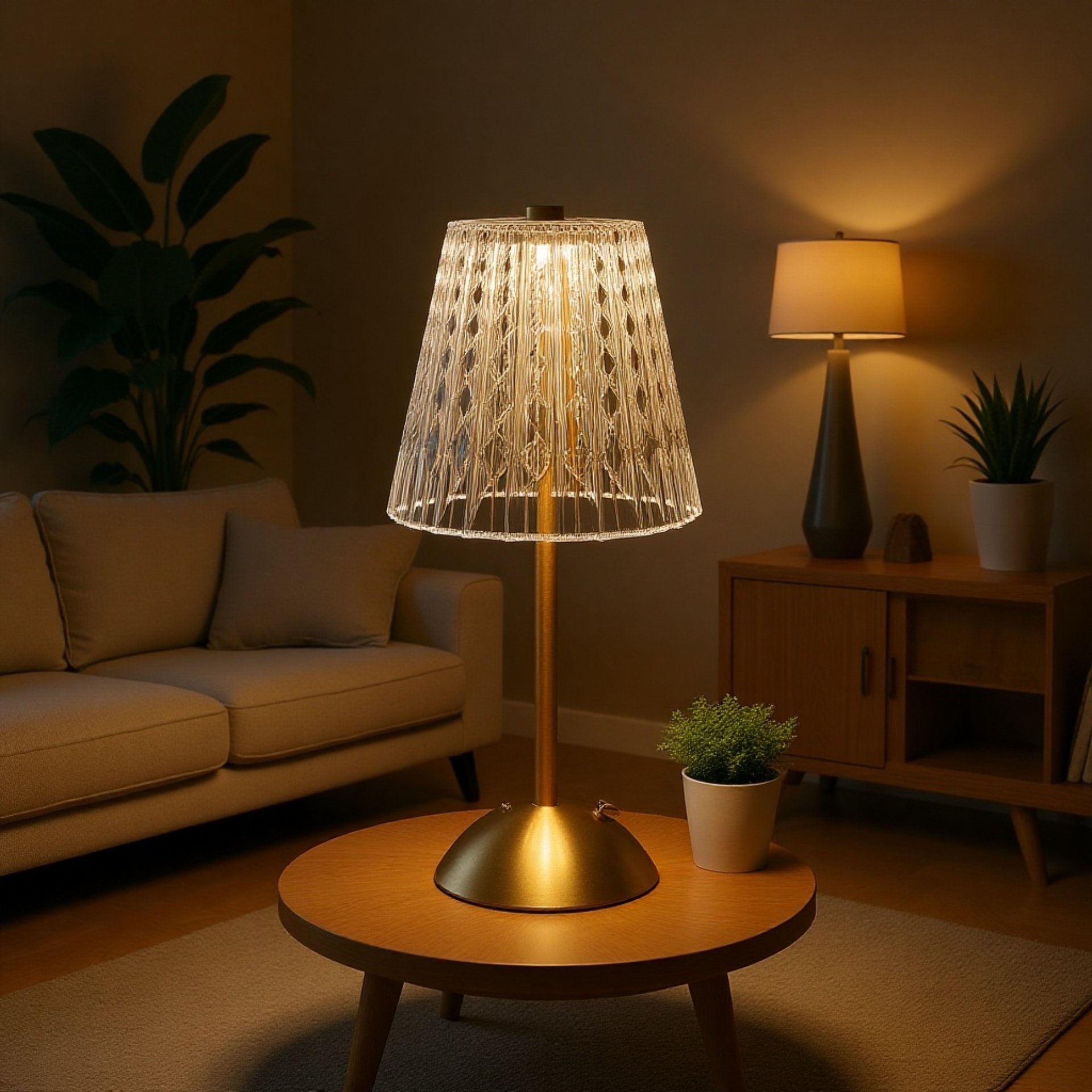 크리스털 빈티지 스탠드 삼색광 터치 LED 스탠드