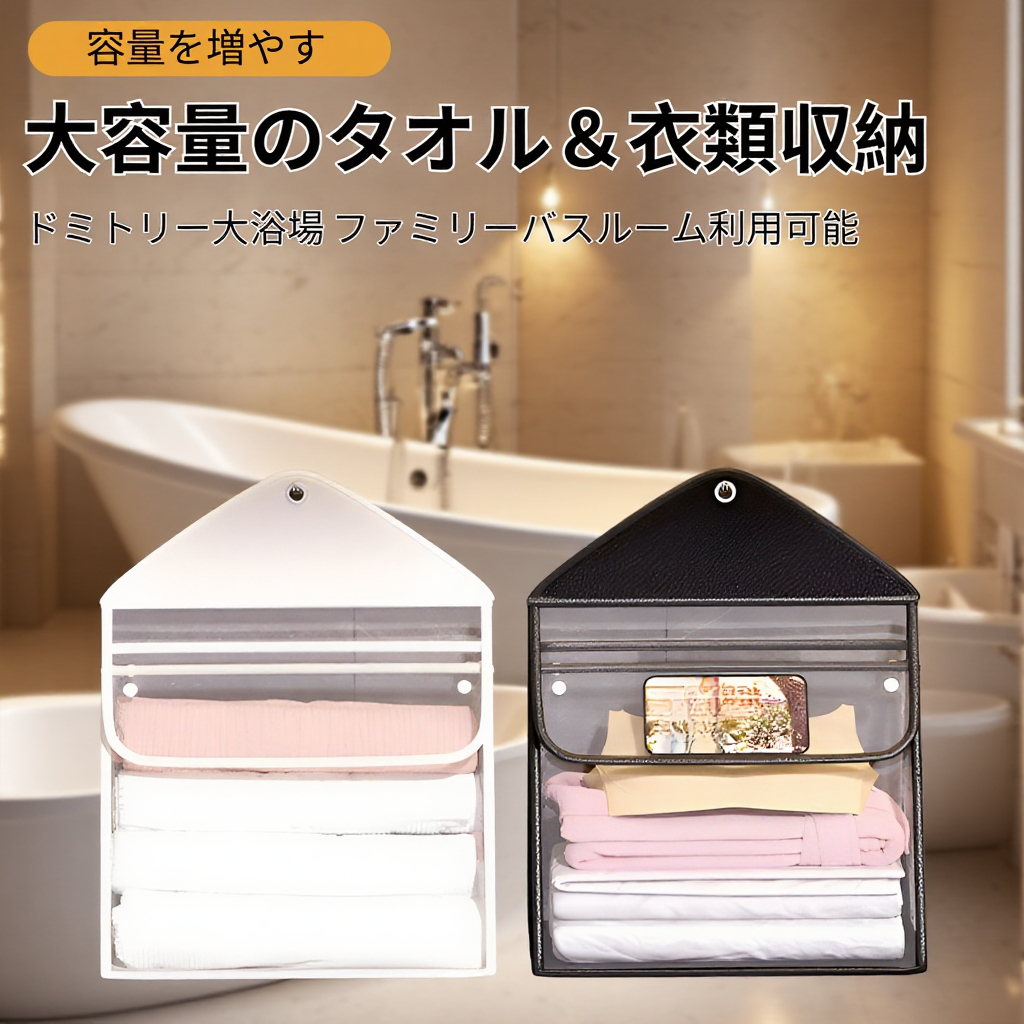 タオルや小物を整理できるドア背面収納バッグ