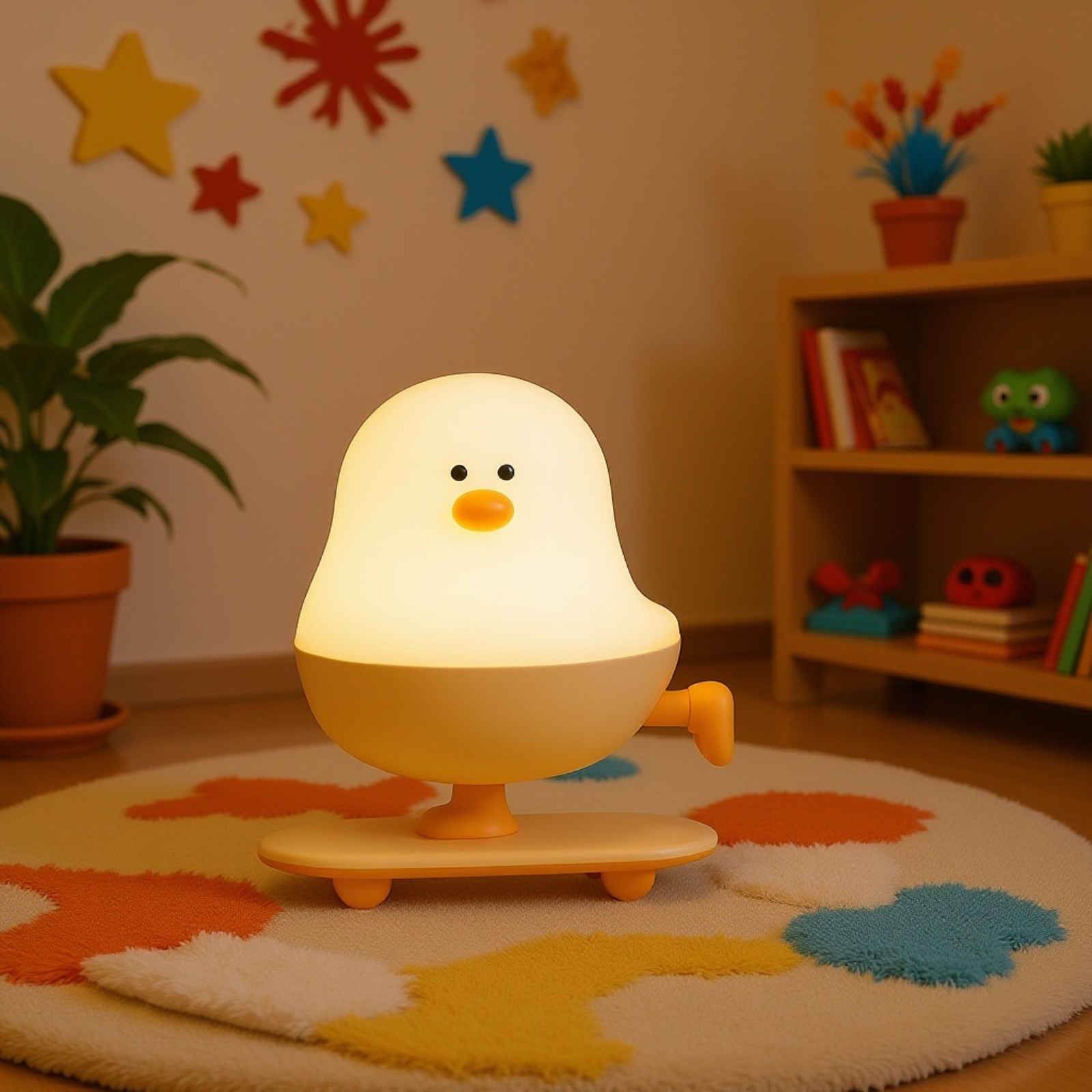 小さな鶏の創造的な夜の光、かわいい夜の光、鶏の夜の光、漫画の夜の光、動物の夜の光、スケートボードの夜の光