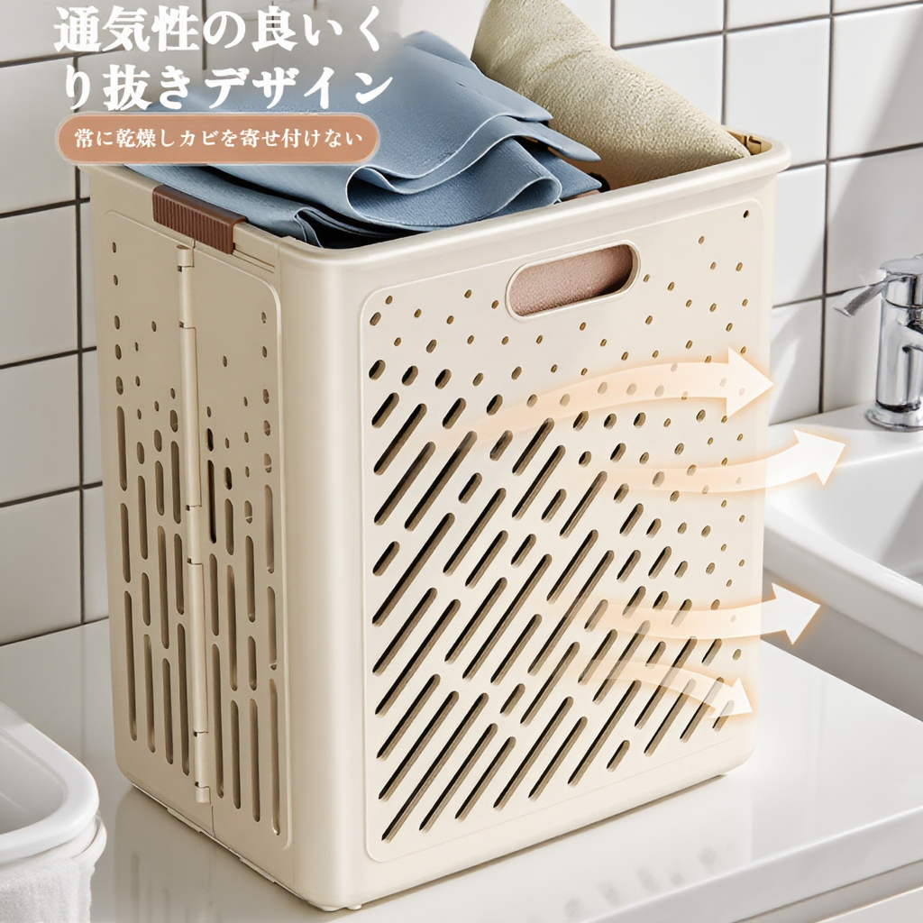 スリム洗濯かご 折りたたみランドリーボックス