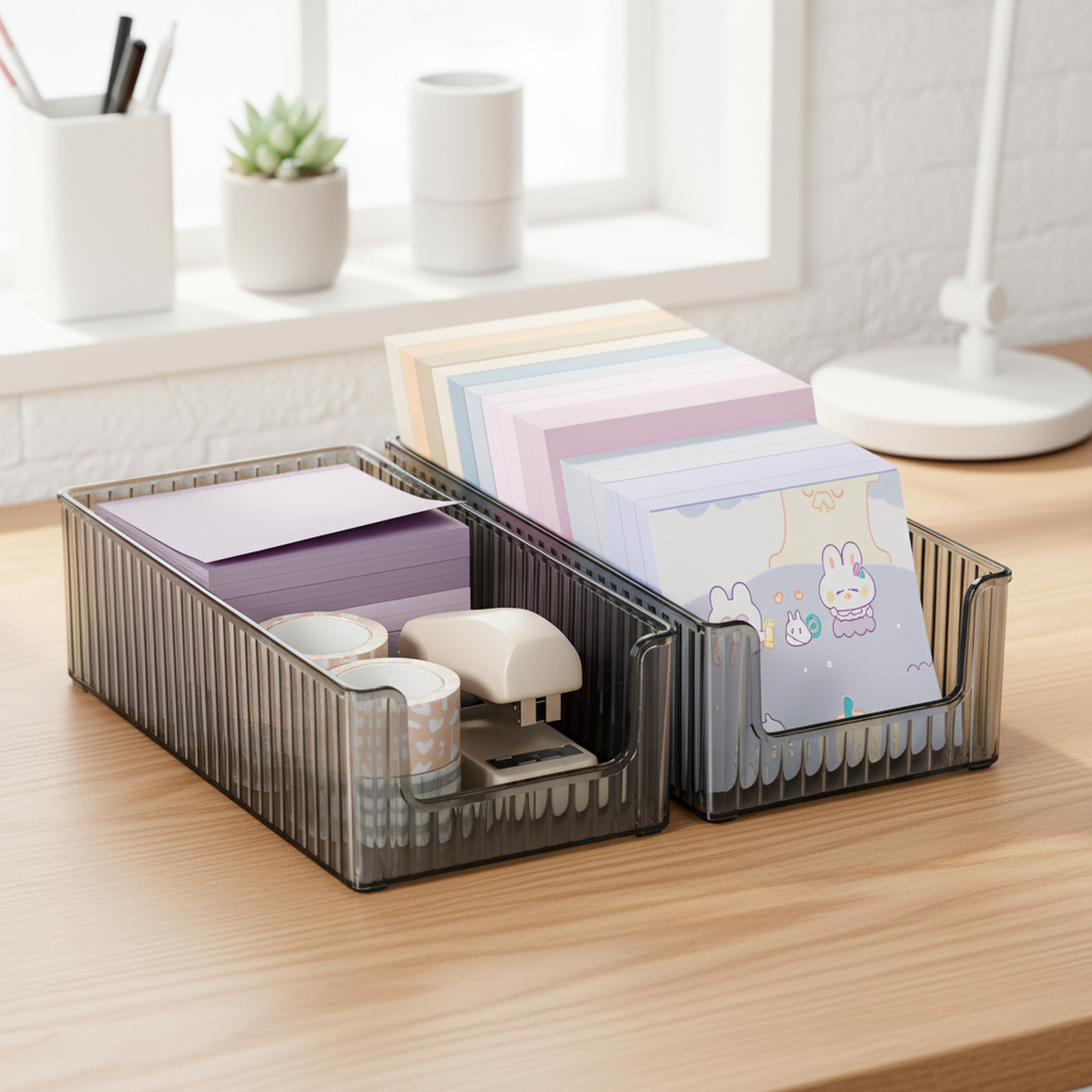 Transparent Drawer Desktop Stationery Organizer Stackable Notebook Storage Box