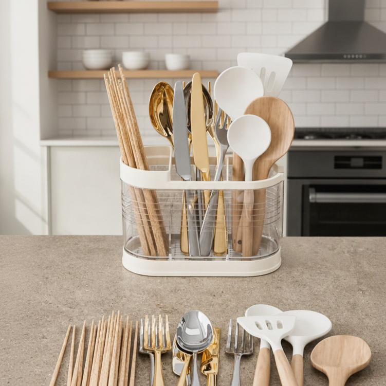 Practical and Aesthetic Kitchen Multi-Compartment Chopstick Organizer
