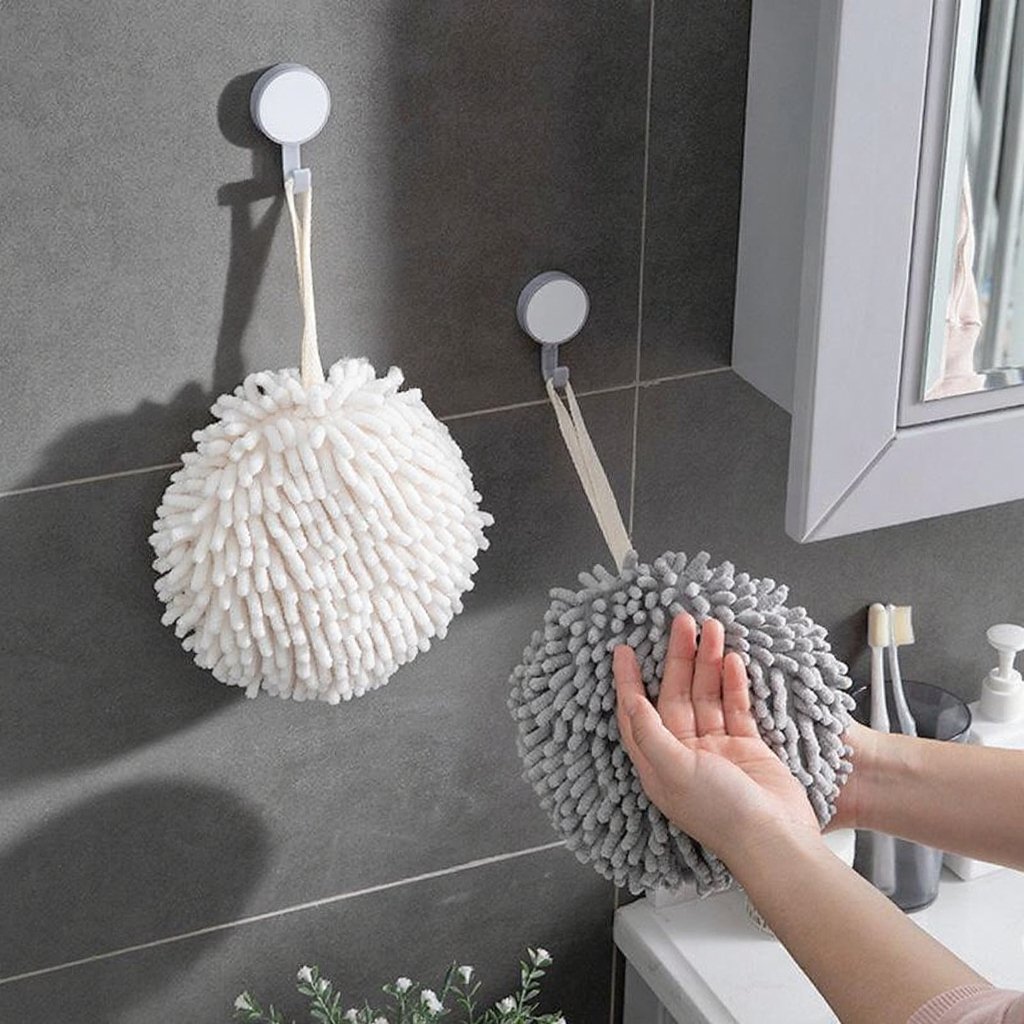 Roztomilý a luxusní závěsný japonský míček na utírání rukou z chenille, rychleschnoucí a silně savý