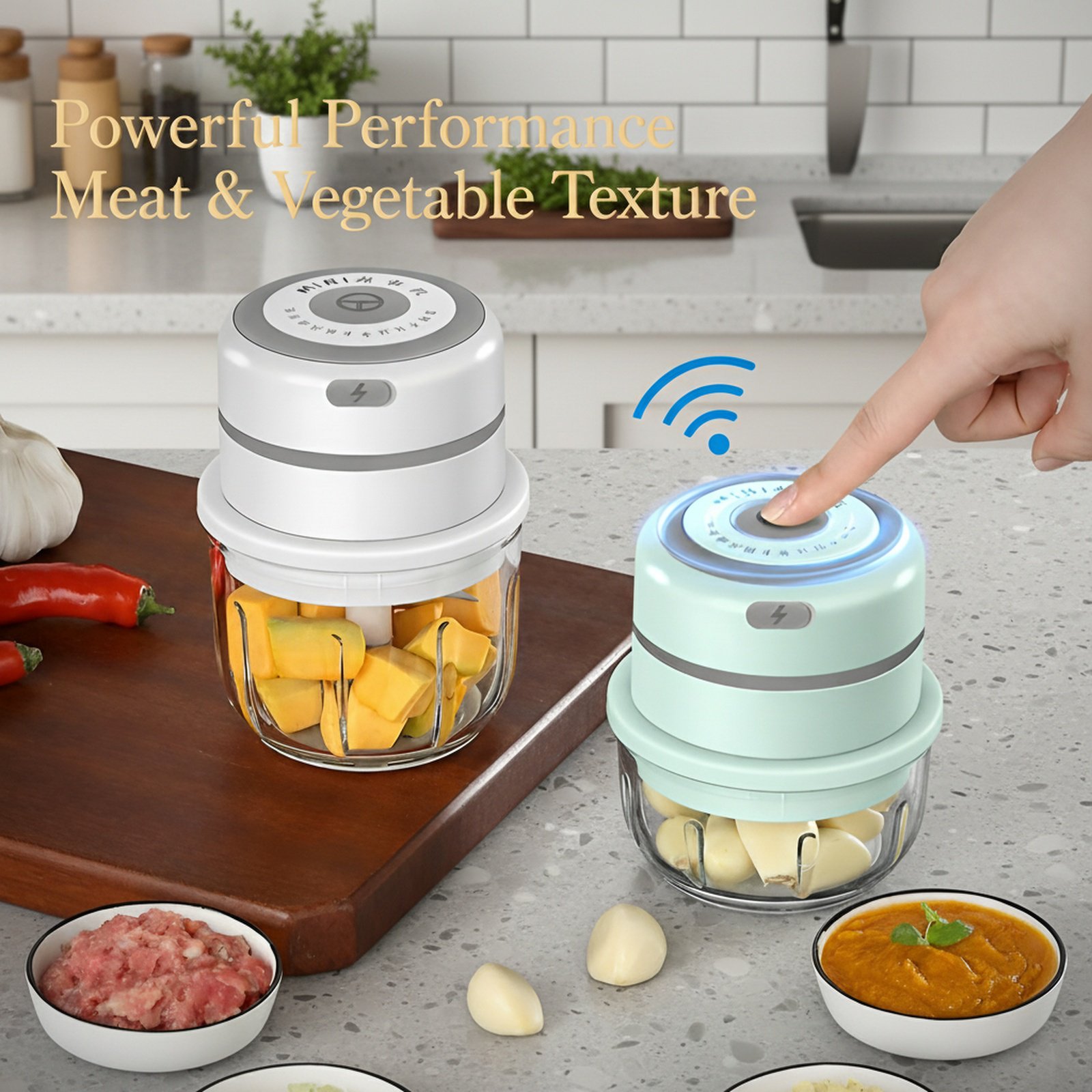 Cordless Electric Garlic Chopper Baby Food Grinder for Kitchen