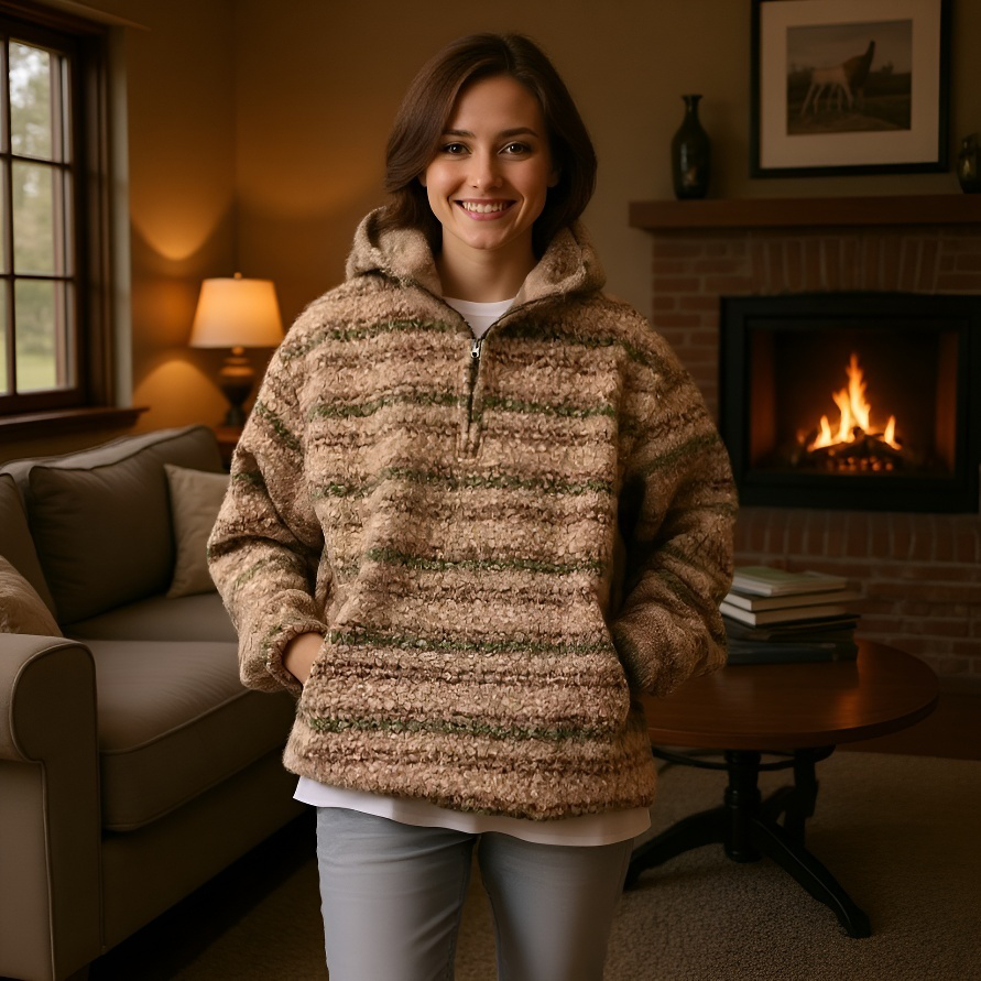 Japán stílusú csíkos gyapjú kabát férfiaknak