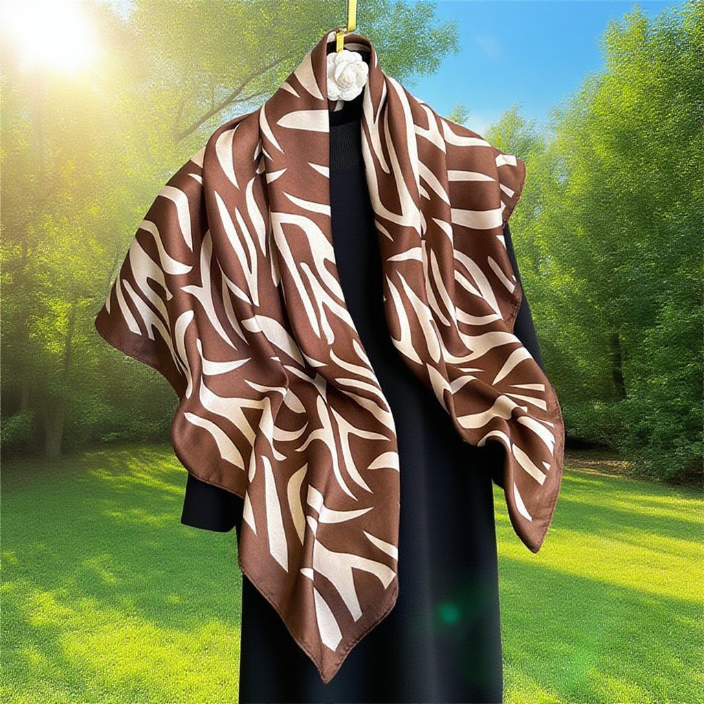 Striped printed fashionable scarf shawl draped on mannequin