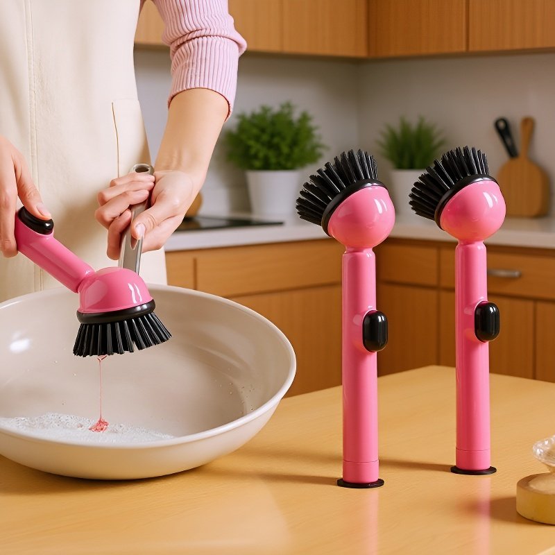 Cepillo dosificador de líquido con ventosa y mango largo estilo dopamina