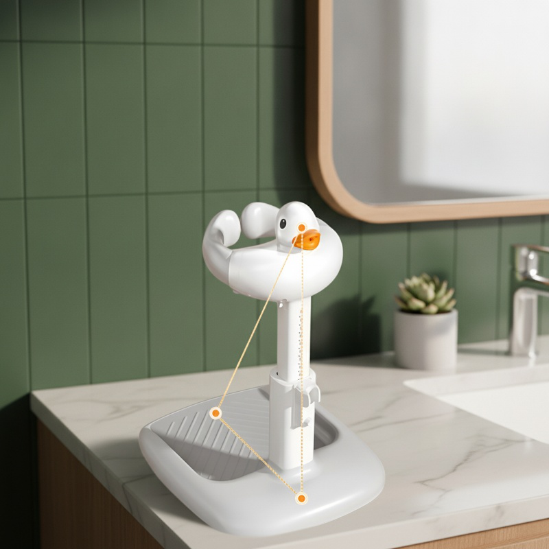Baby sitting comfortably in non-slip bath stand