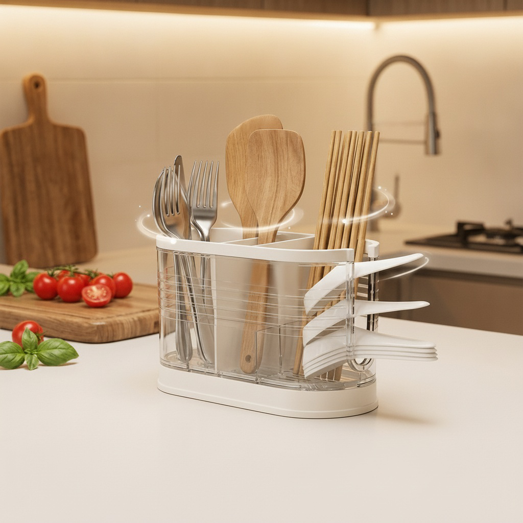 Practical and Aesthetic Kitchen Multi-Compartment Chopstick Organizer