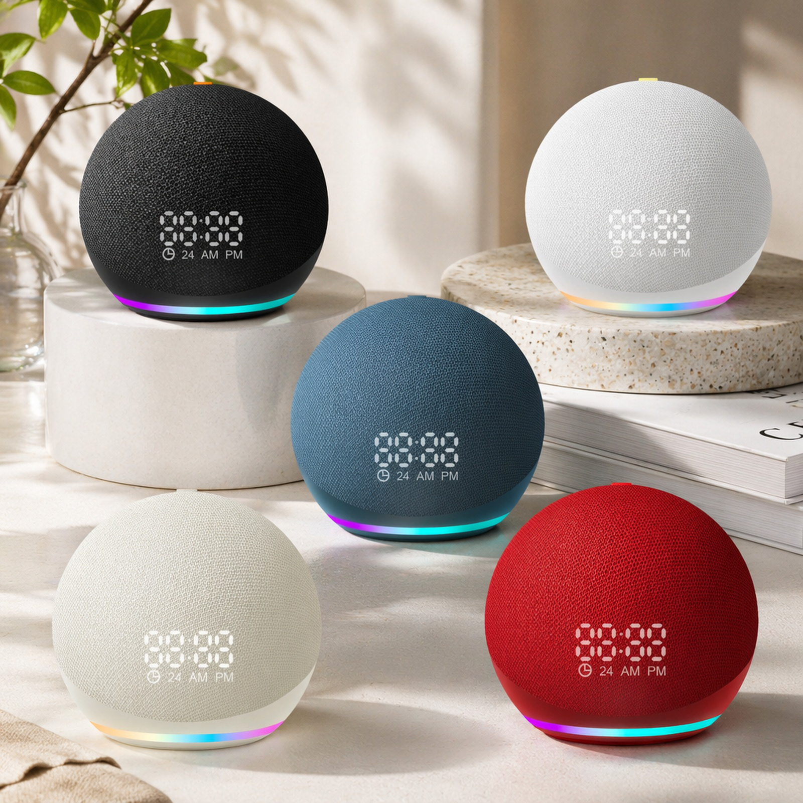 Alaxe Bluetooth clock speaker with fabric design and LED display