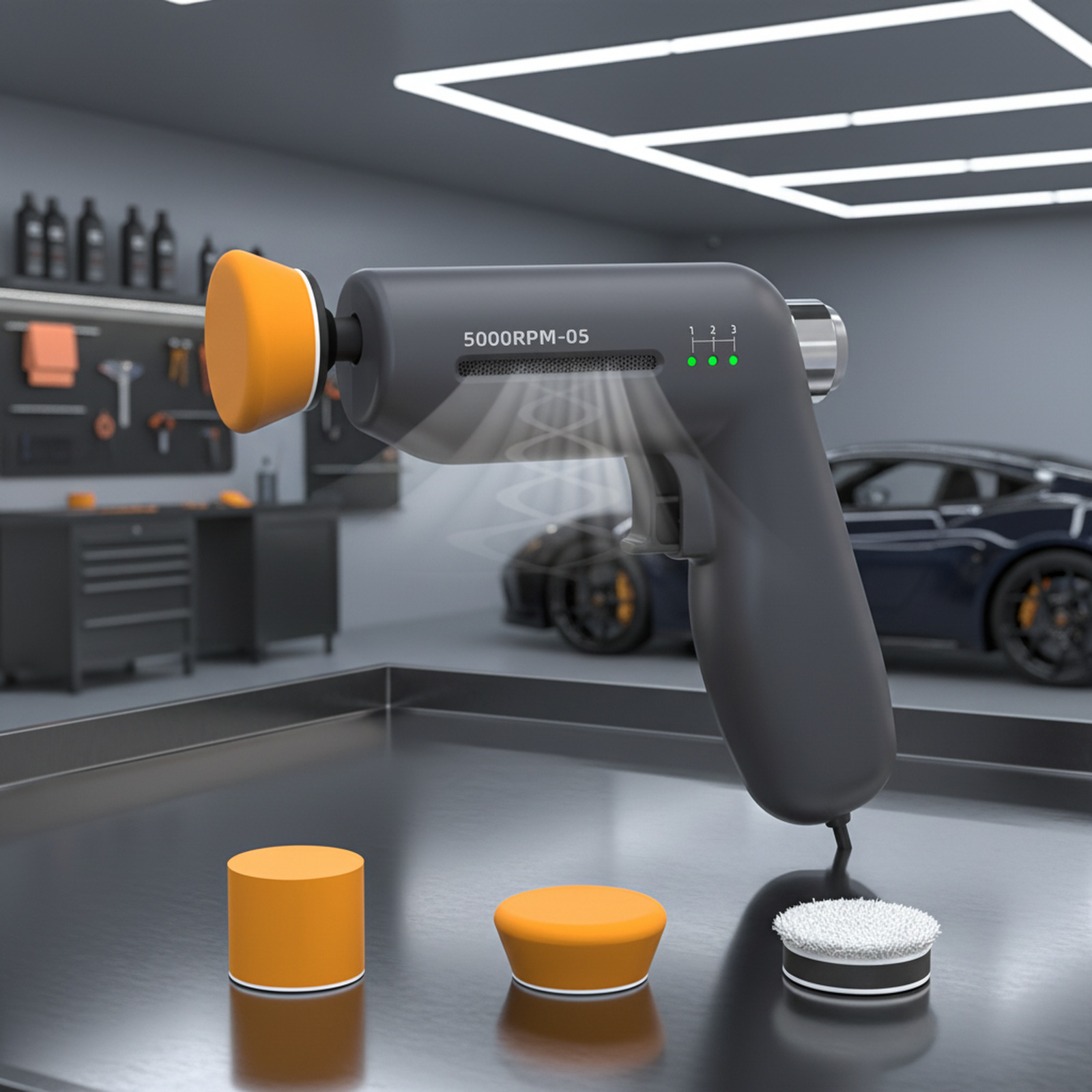 Close-up of car surface being polished