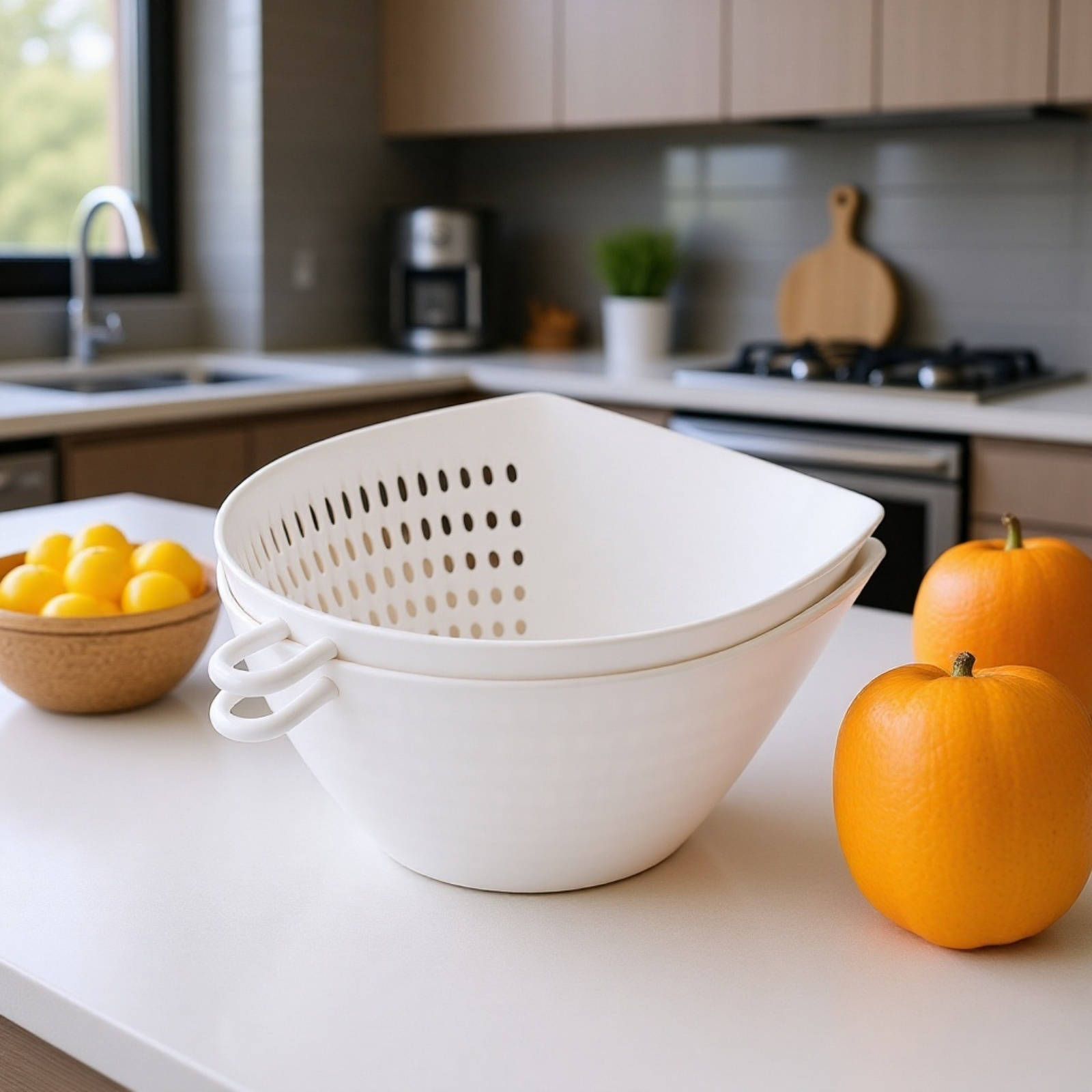 シンプルなキッチン二層野菜洗いかご家庭用ネギ水切りかご果物洗い水フィルターかご