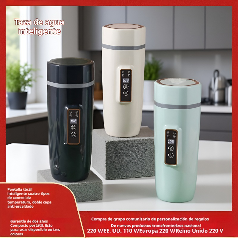 Vaso eléctrico portátil con pantalla inteligente y temperatura ajustable