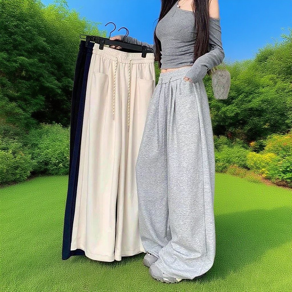 Pohodlné dlouhé kalhoty na podlahu, volné a ležérní