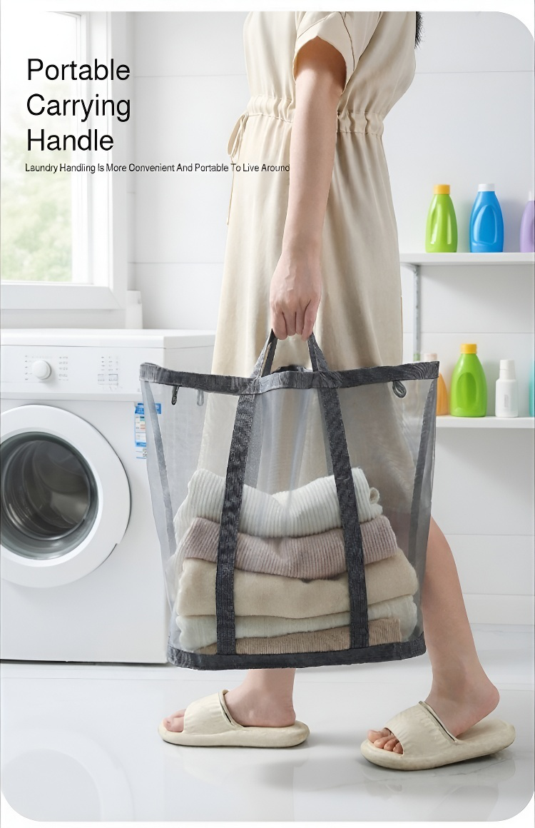 Easy to carry foldable laundry basket