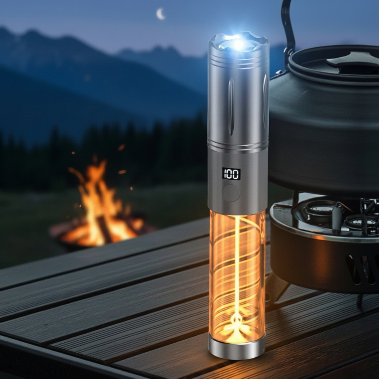 Linterna de alta intensidad impermeable para camping con power bank integrado