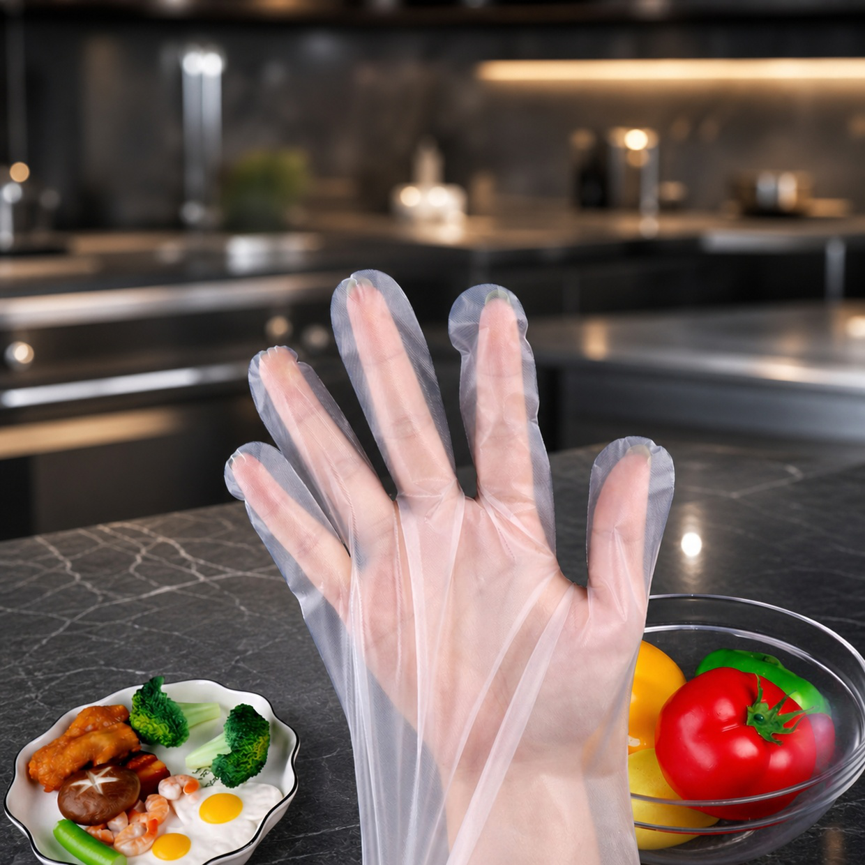Lebensmittelechte, verdickte Einweg-CPE-Handschuhe, einzeln verpackt