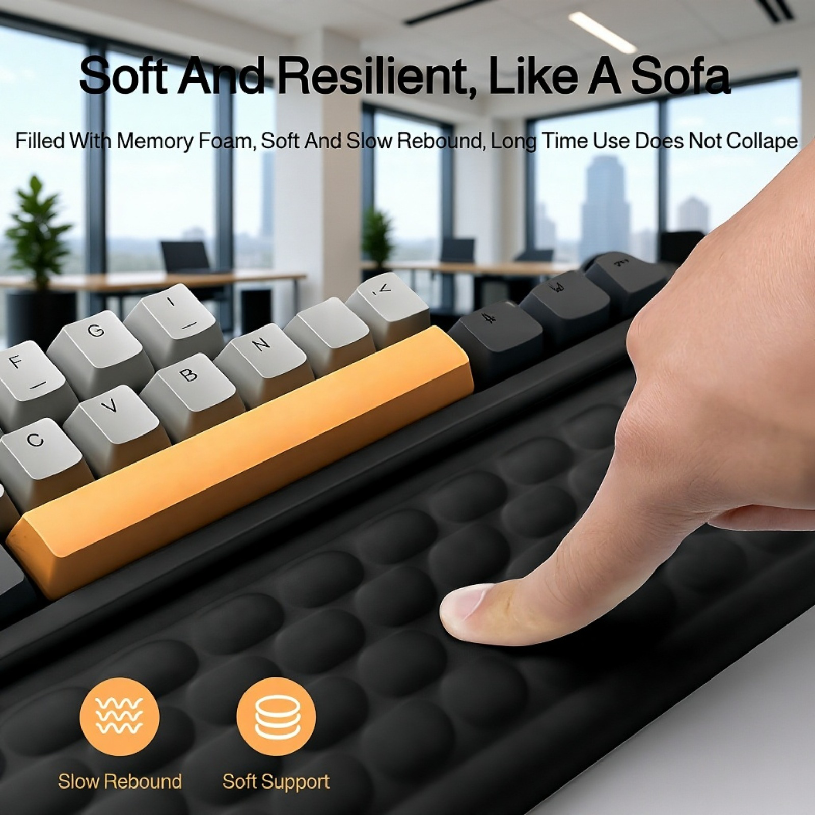 Keyboard rest, slow rebound memory foam mechanical keyboard wrist rest, keyboard hand rest, mouse wr
