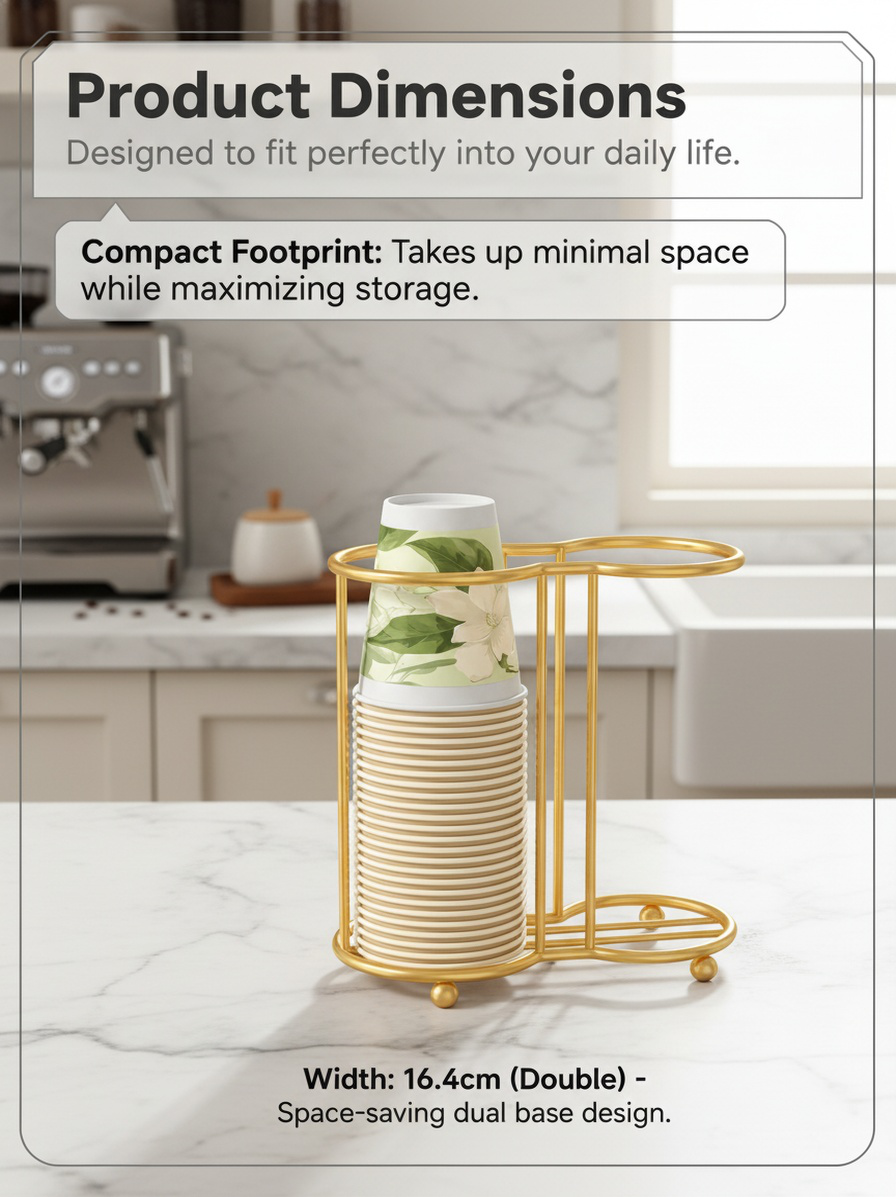 Space-saving cup organizer on bar counter