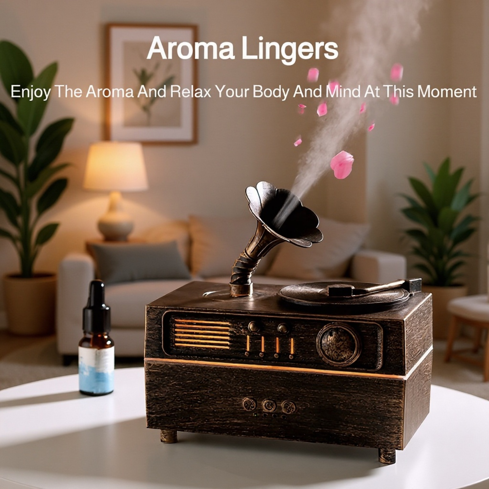 Multifunctional Retro Gramophone Humidifier – Three Speeds, Remote Controlled